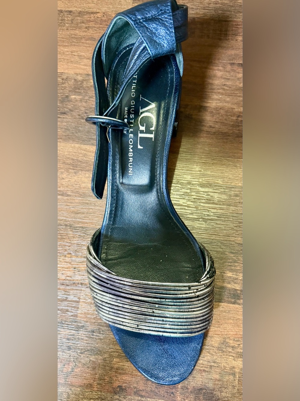 AGL Ankle Strap Sandal In Navy Coast Cushioned Insole Suede Size 41 / 10 READ - Picture 11 of 12